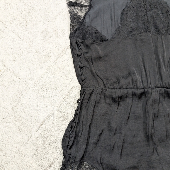 Free People Romper Womens S Black Intimately Sleeveless Lace Romantic Satin - Picture 10 of 10